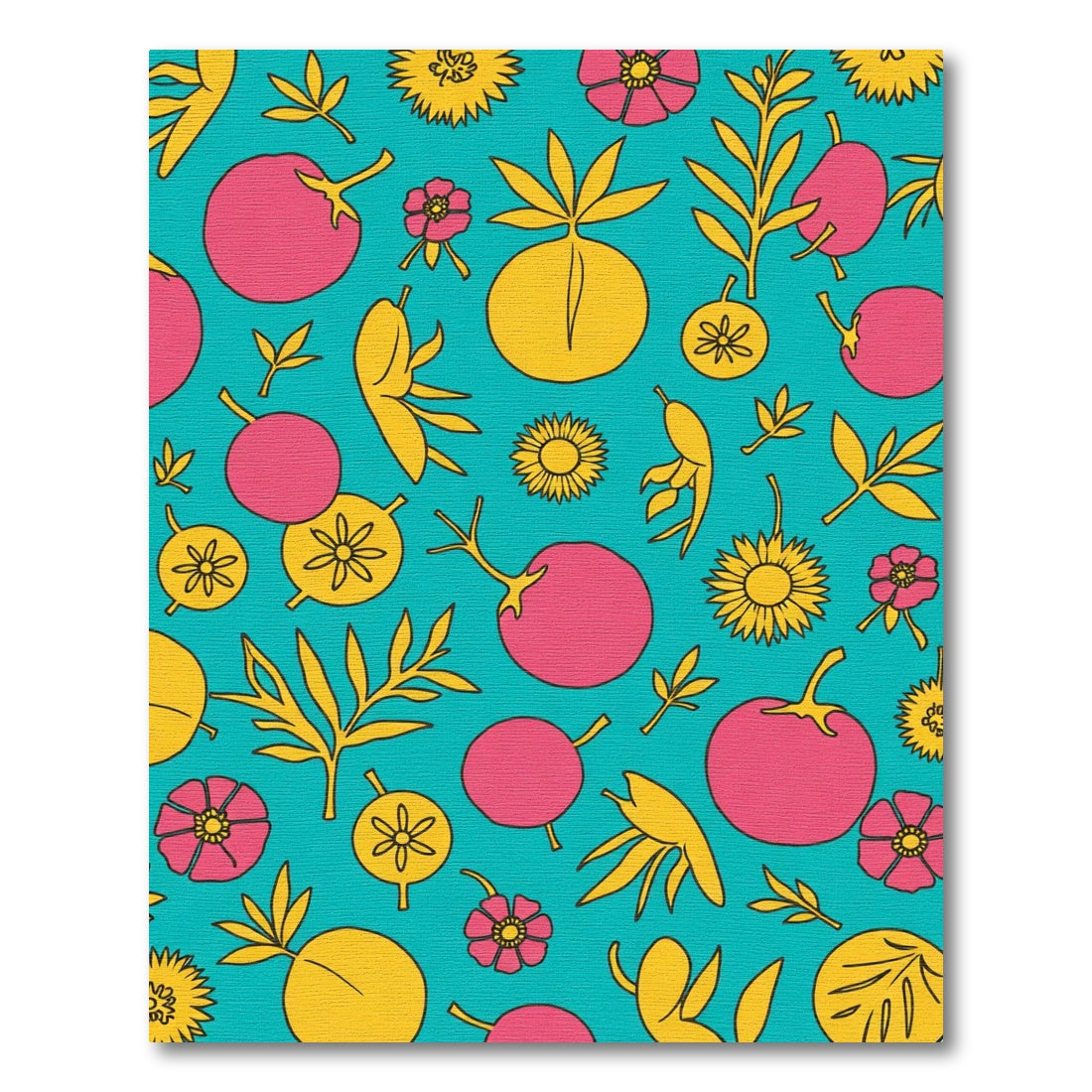 Pink Yellow Floral Aqua Background Rug
