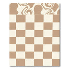 Brown Cream Checkerboard Swirl Rug
