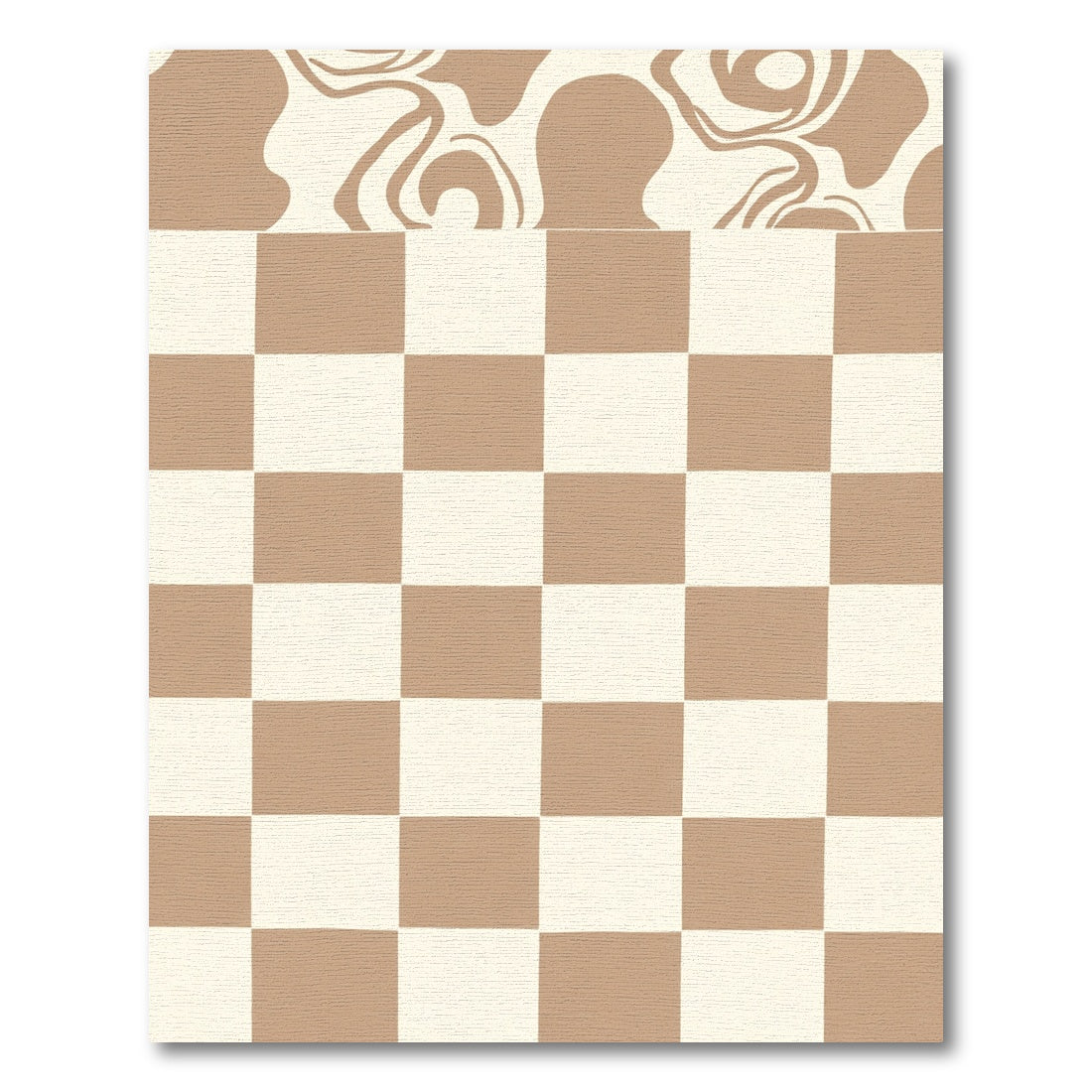 Brown Cream Checkerboard Swirl Rug