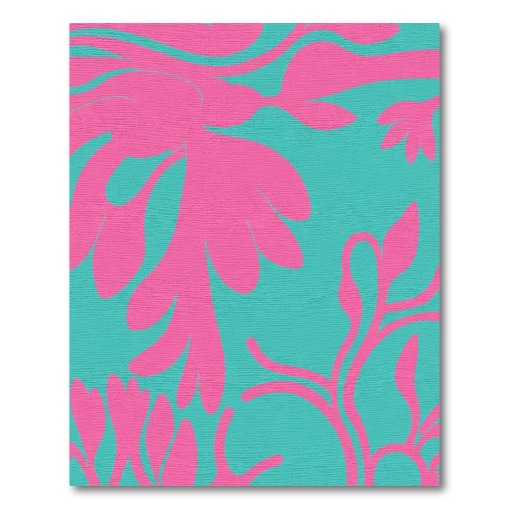 Teal Pink Contemporary Botanical Organic Rug