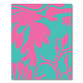 Teal Pink Contemporary Botanical Organic Rug