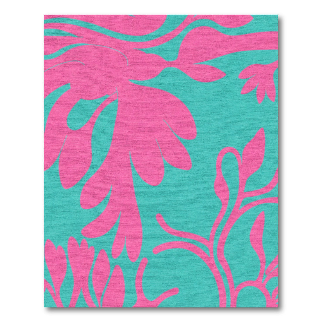 Teal Pink Contemporary Botanical Organic Rug