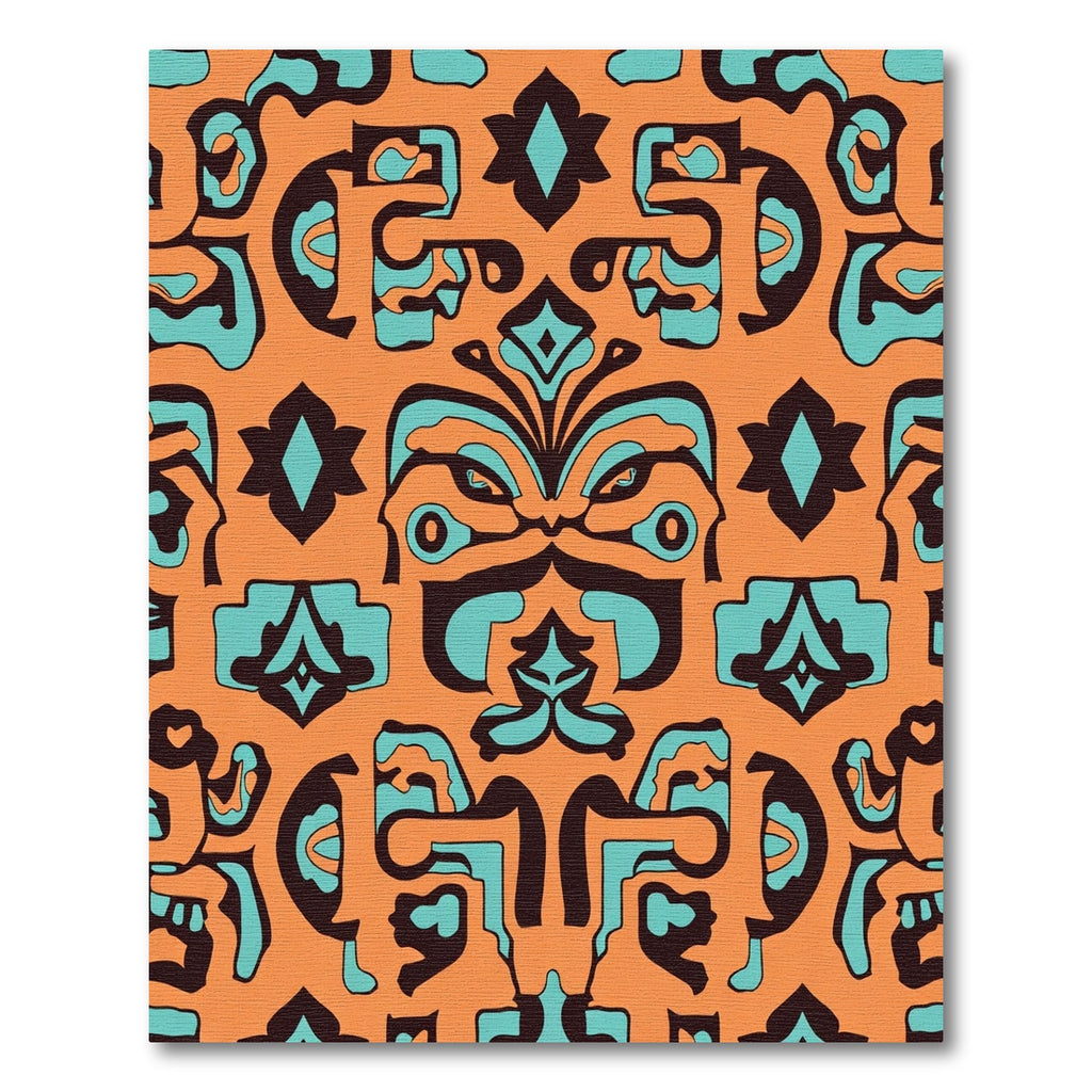 Muted Orange Abstract Tribal Medallion Rug