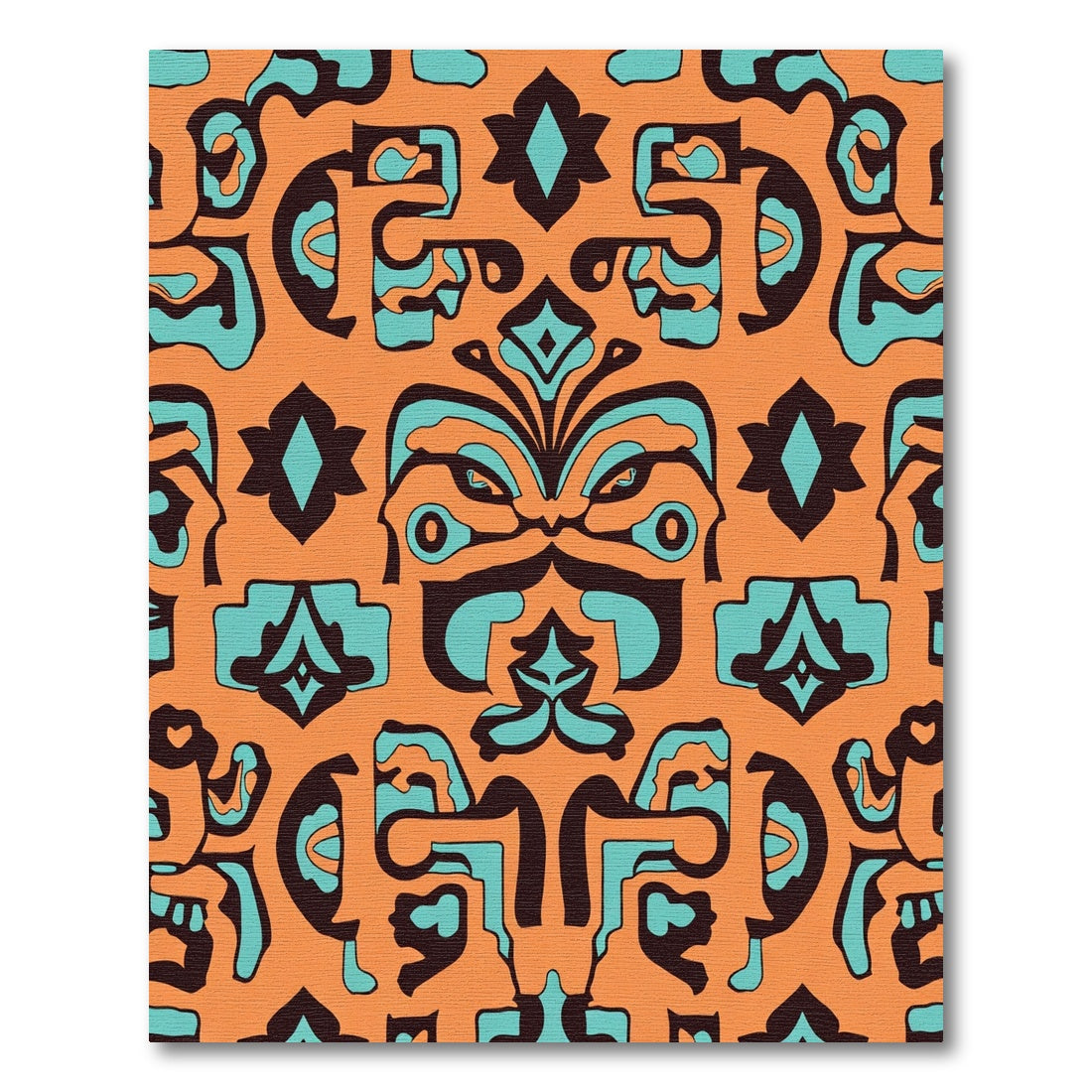 Muted Orange Abstract Tribal Medallion Rug