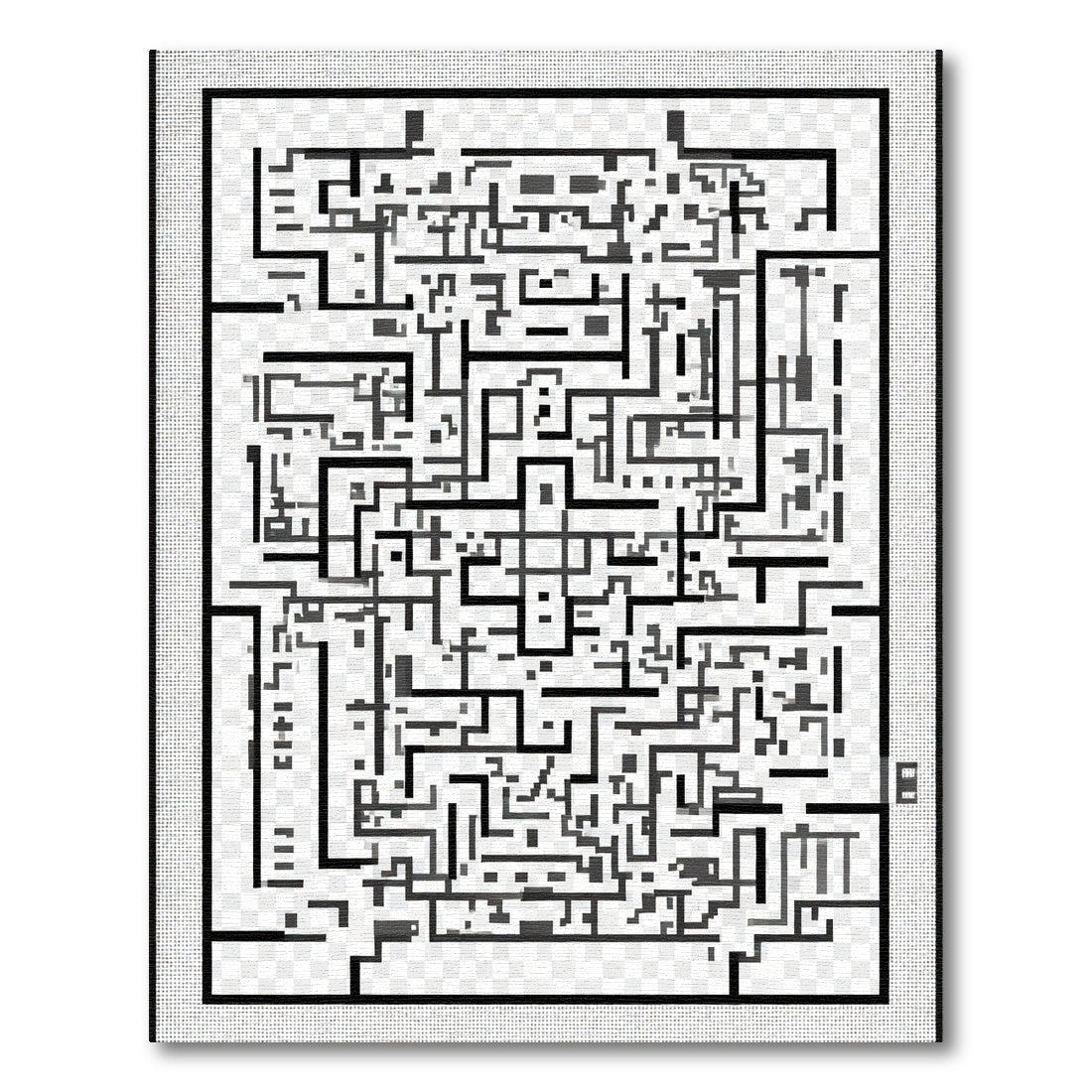 Modern Black White Abstract Maze Rug