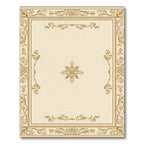Cream Gold Ornate Floral Frame Rug