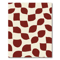 Crimson Abstract Checkered Swirl Rug