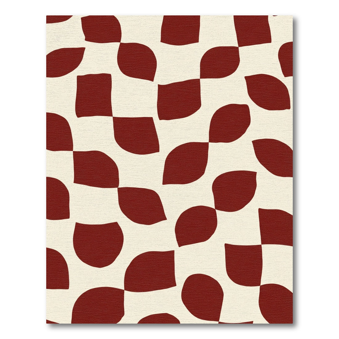 Crimson Abstract Checkered Swirl Rug
