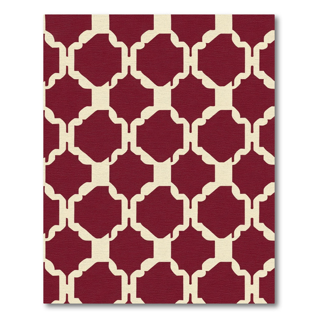 Crimson Arabesque Lattice Rug