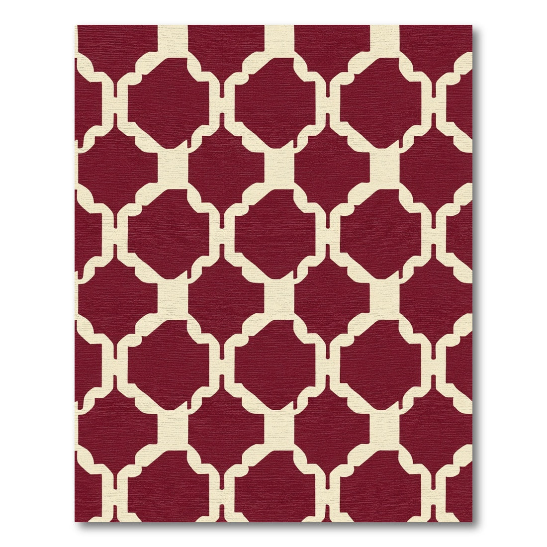 Crimson Arabesque Lattice Rug