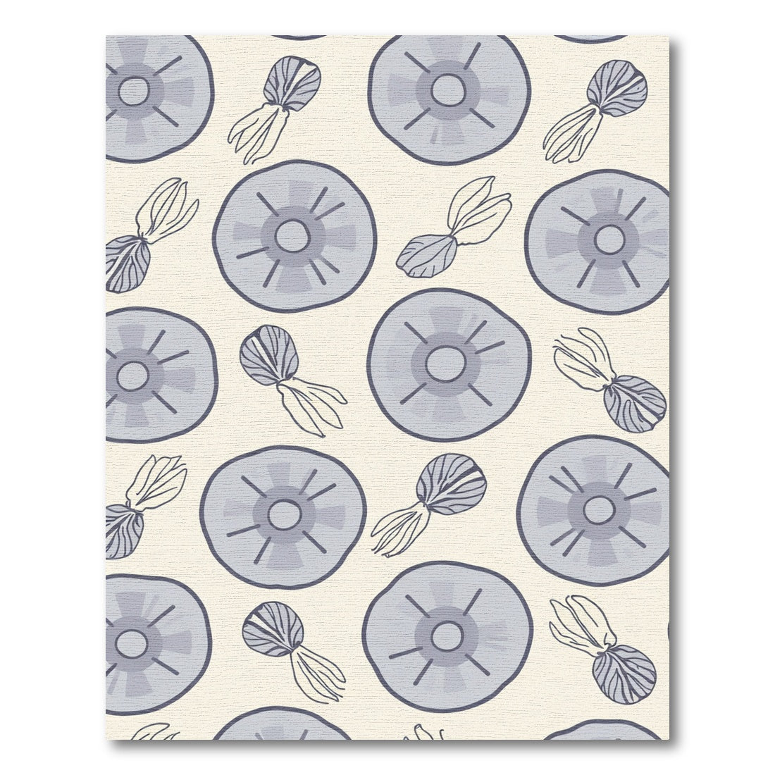Serene Blue Round Botanic Scatter Rug