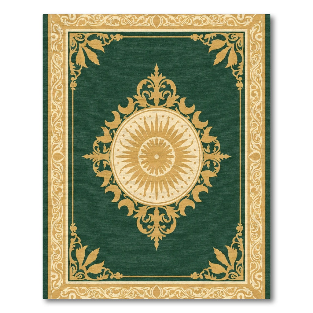 Emerald Golden Sun Medallion Border Rug