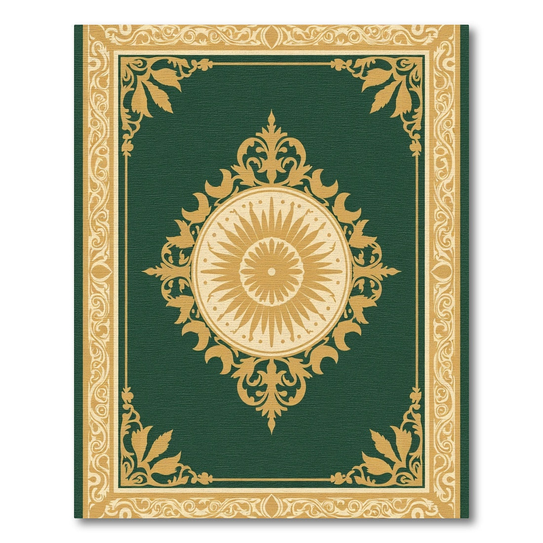 Emerald Golden Sun Medallion Border Rug