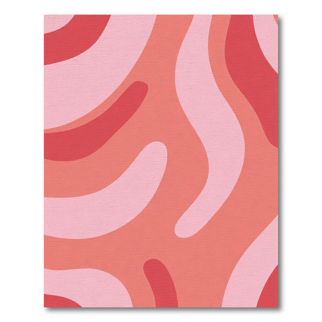 Retro Coral Swirl Waves Rug