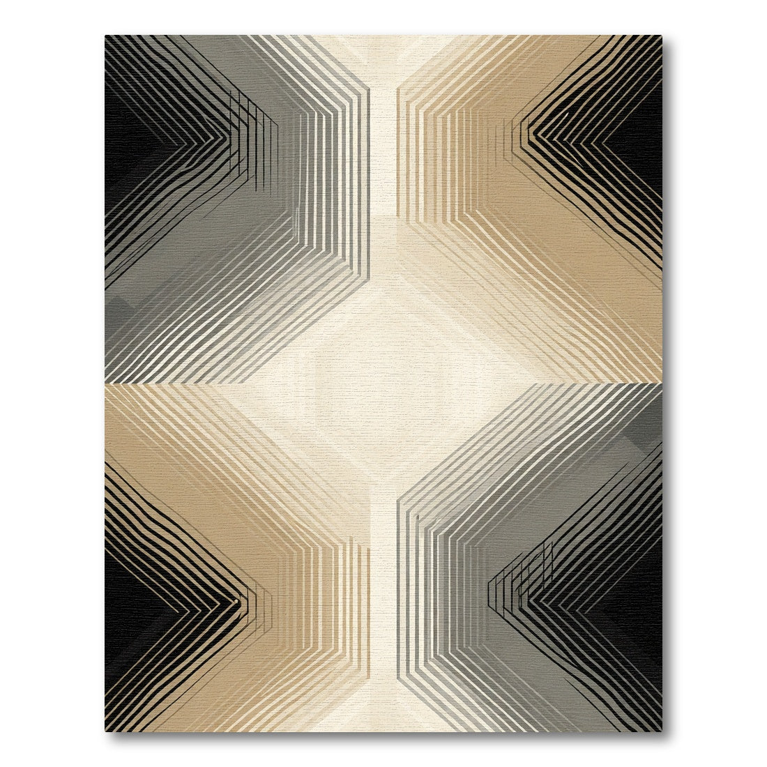 Modern Black Gold Geometric Hexagon Rug