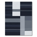 Minimalist Navy Blue Stripe Rectangles Rug