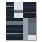 Minimalist Navy Blue Stripe Rectangles Rug