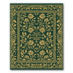 Emerald Gold Floral Vine Border Rug