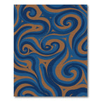 Deep Blue Swirls Brown Curves Rug