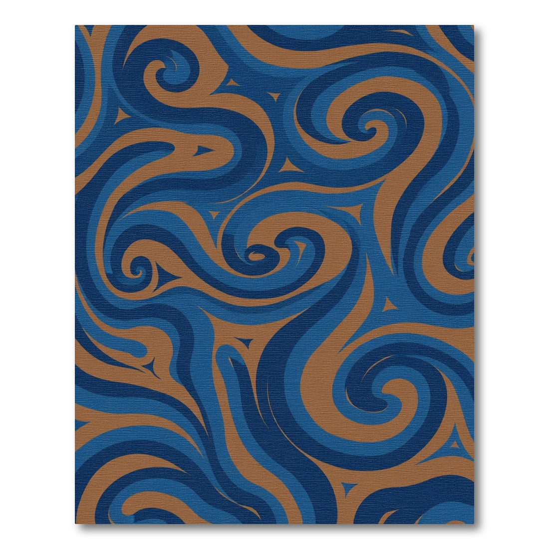 Deep Blue Swirls Brown Curves Rug
