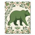 Green Bear Woodland Border Art Rug