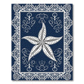 Dark Blue Starfish Lace Border Rug