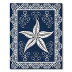 Dark Blue Starfish Lace Border Rug