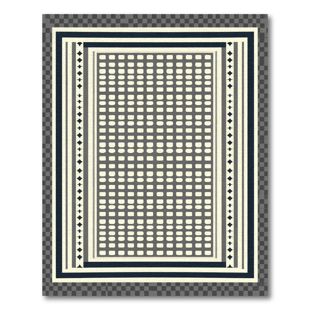 Geometric Diamond Stripe Ivory Navy Rug