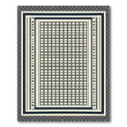 Geometric Diamond Stripe Ivory Navy Rug
