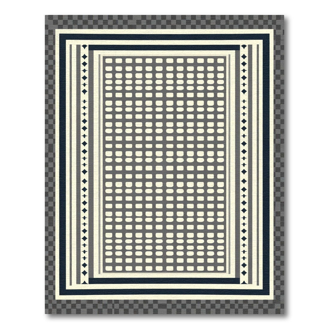 Geometric Diamond Stripe Ivory Navy Rug