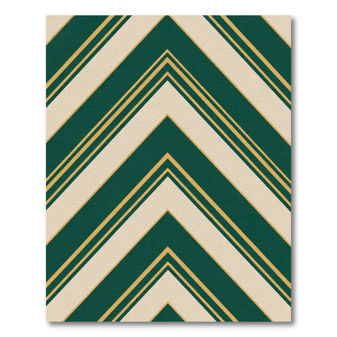 Emerald Gold Chevron Stripe Rug