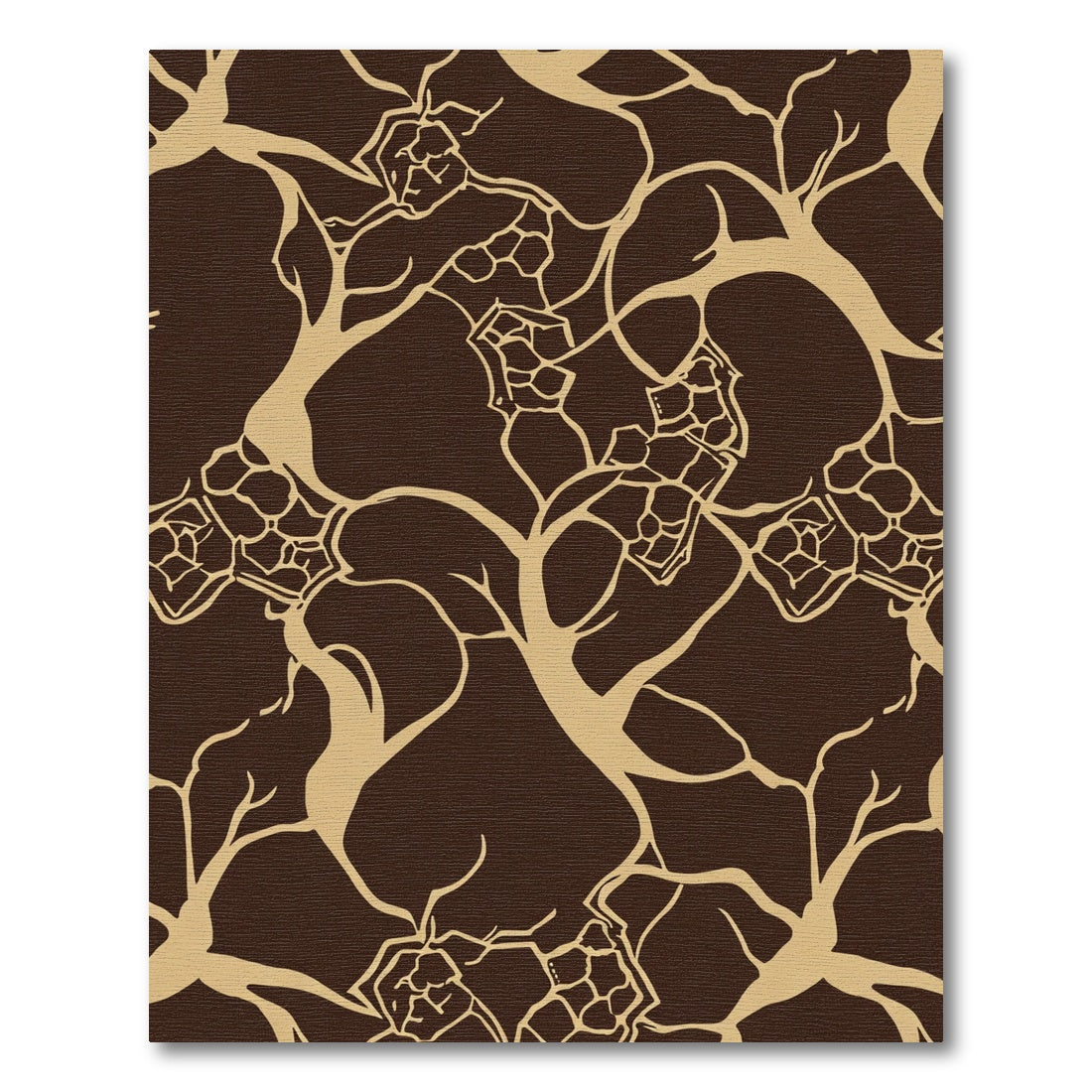 Brown And Gold Abstract Vine Art Rug