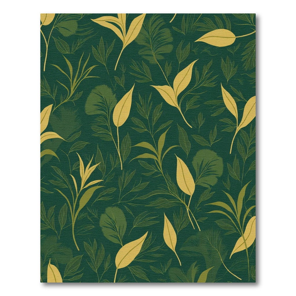 Emerald Forest Leaf Arrangement Rug