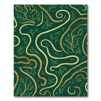 Deep Emerald Golden Swirl Foliage Rug