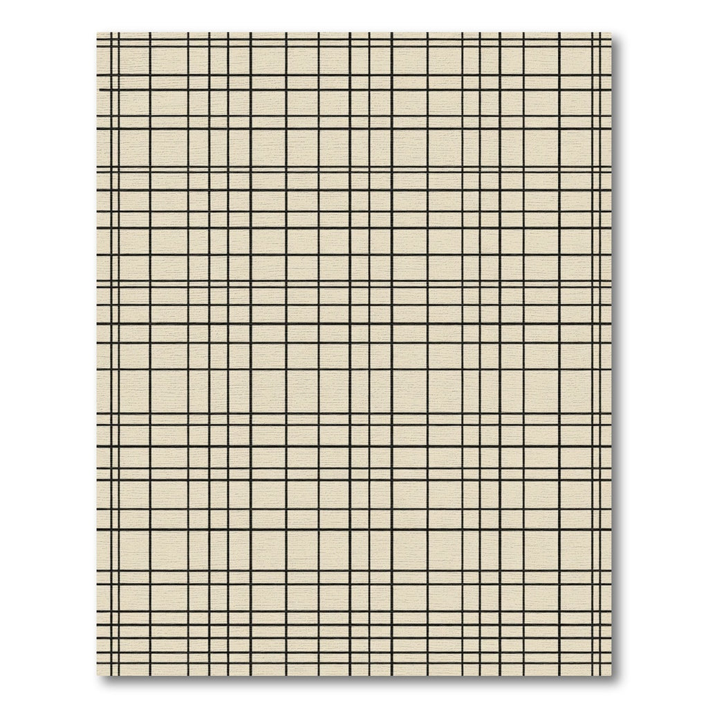Classic Beige Black Plaid Grid Rug