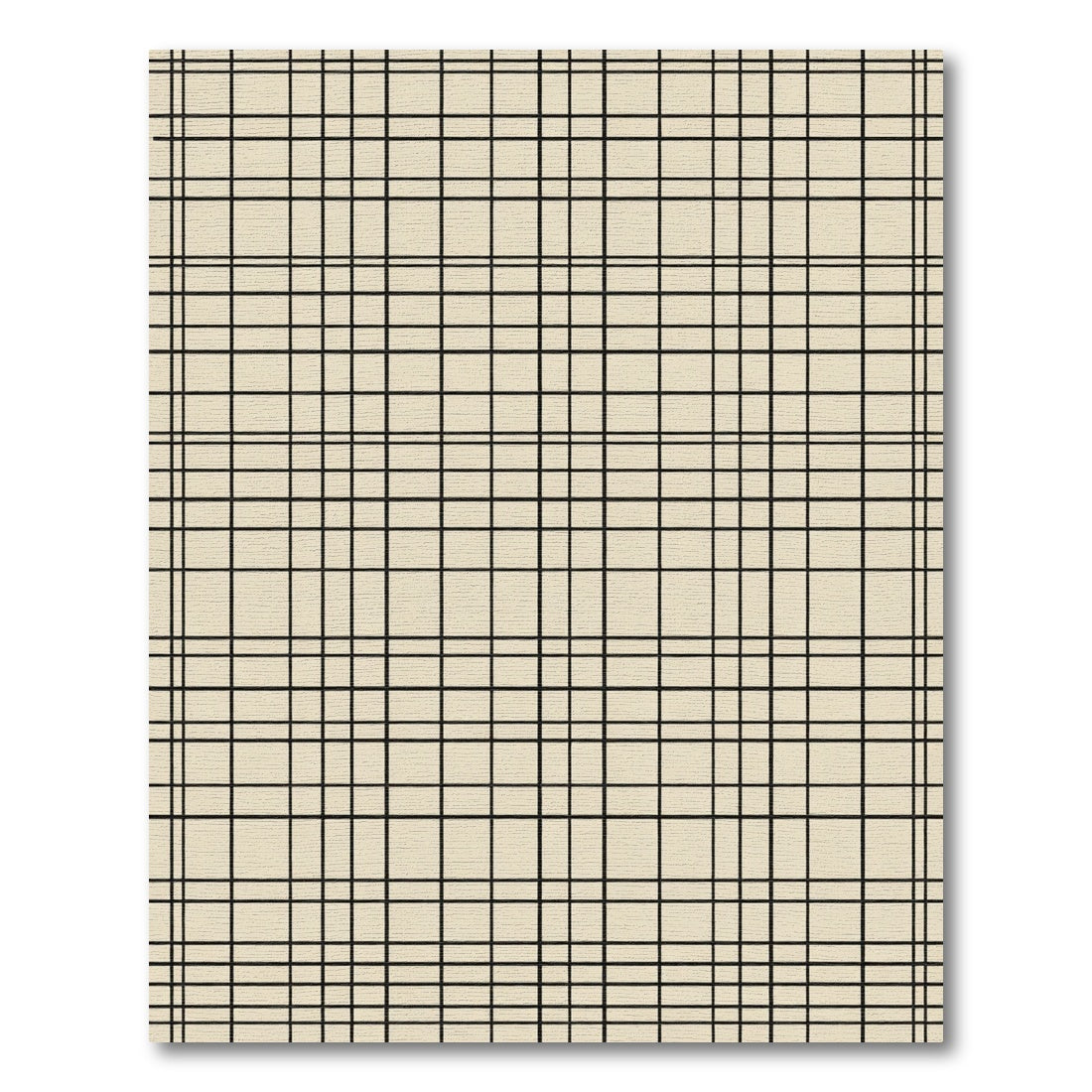 Classic Beige Black Plaid Grid Rug