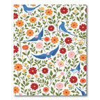Blue Birds Among Colorful Garden Blooms Rug