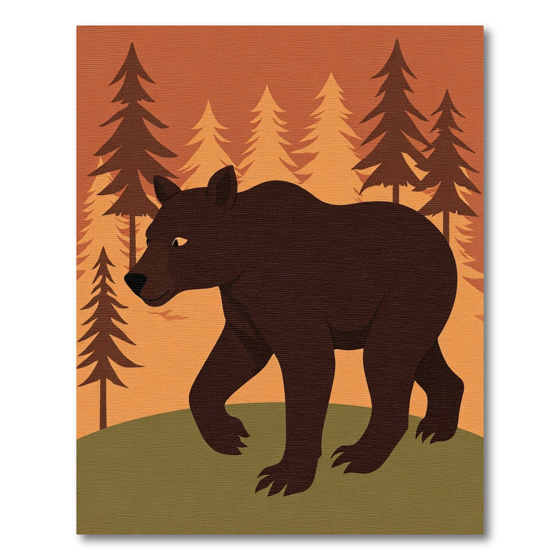 Brown Bear Woodland Forest Landscape Rug