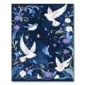Midnight Blue Dove Floral Whimsy Rug