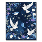Midnight Blue Dove Floral Whimsy Rug