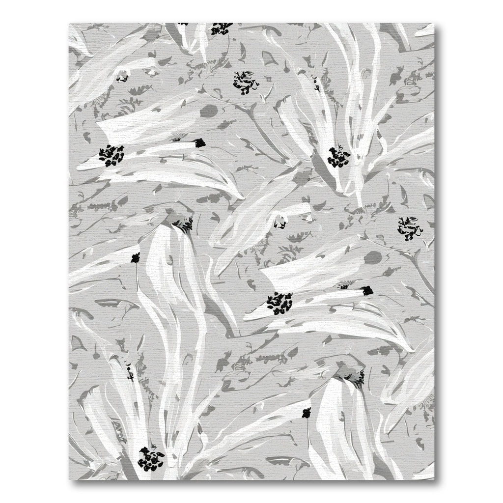 Monochromatic White Abstract Floral Arrangement Rug