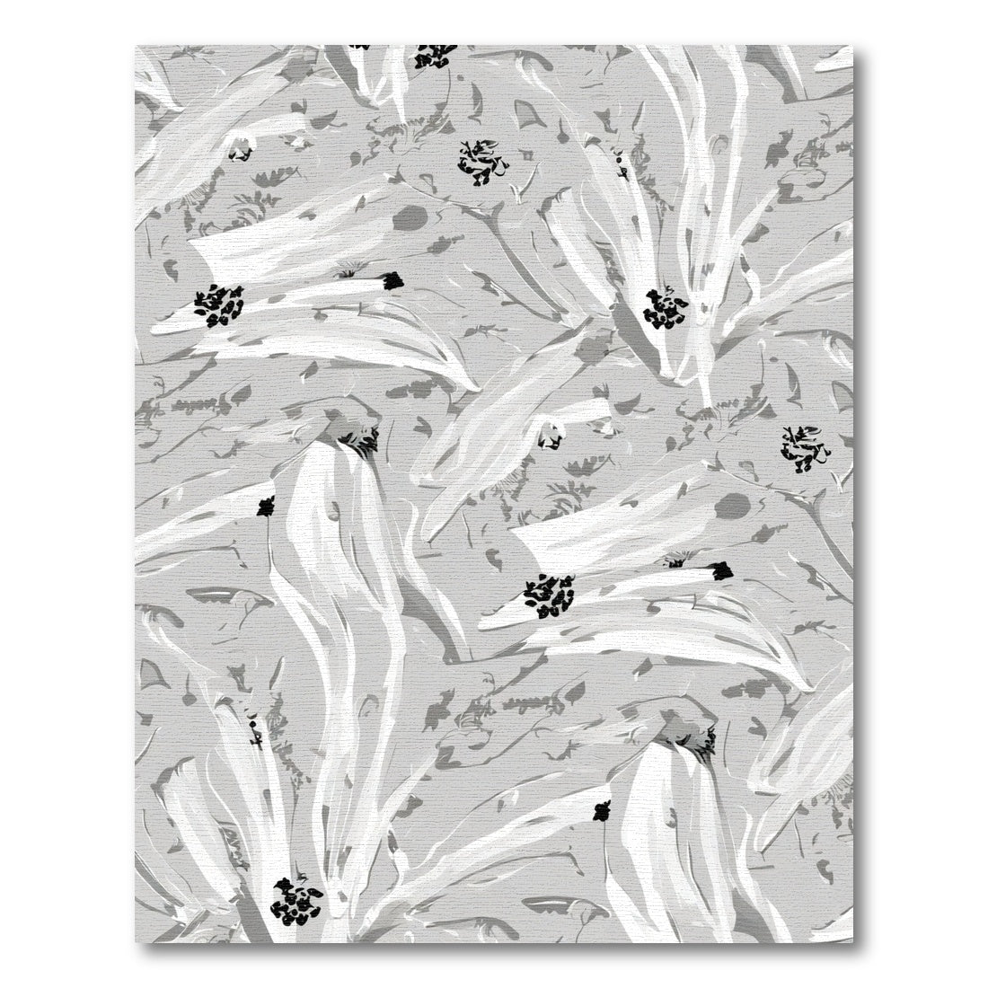 Monochromatic White Abstract Floral Arrangement Rug