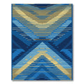 Geometric Blue Gold Chevron Rug