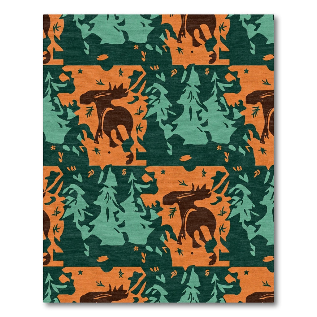Woodland Moose Forest Trees Orange Rug