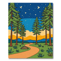 Forest Path Serene Starry Night Landscape Rug