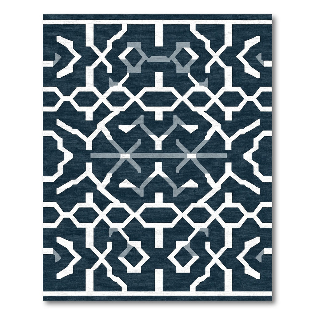 Deep Navy Geometric Lattice Accent Rug