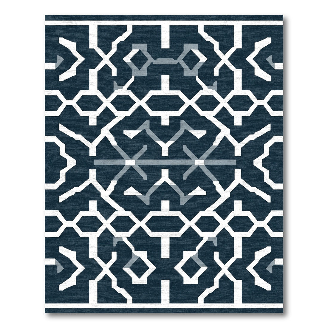 Deep Navy Geometric Lattice Accent Rug