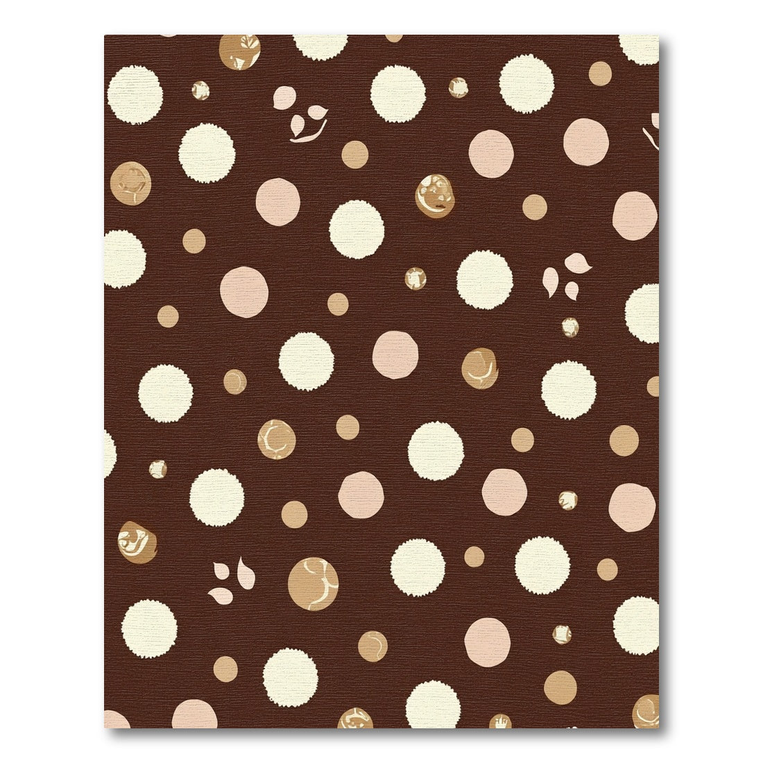 Brown Cream Pink Polka Dot Scatter Rug