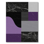 Modern Black Purple Gray Marbled Terrain Rug