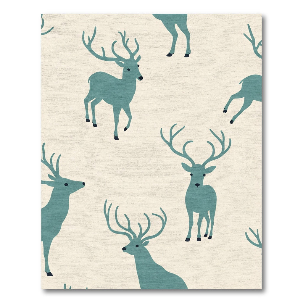 Teal Deer Silhouette Cream Background Rug